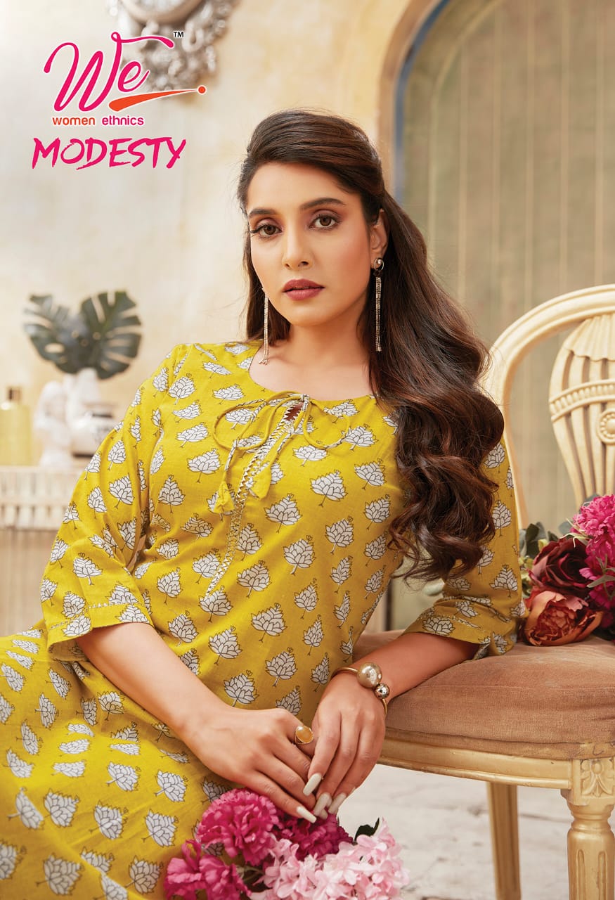We Modesty Fancy Ethnic Wear Pure Cotton Printed Designer Kurti Collection